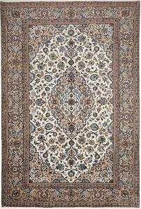 Tappeto Kashan Persia Medaglione Bianco Crema Blu 200x297 Cm
