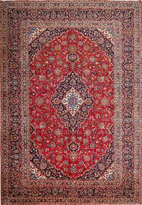Tappeto Ardakan Persia Medaglione Rosso Blu Scuro 245x358 Cm