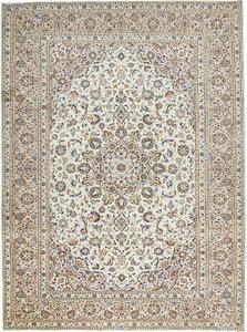 Tappeto Kashan Persia Medaglione Avorio Blu 252x340 Cm