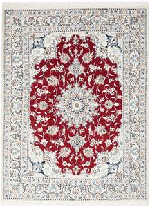 Tappeto Nain Kashmar Persia Medaglione Rosso Avorio 144x198 Cm