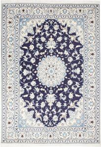 Tappeto Nain Kashmar Persia Medaglione Blu Crema 172x250 Cm