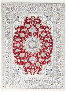 Tappeto Nain Kashmar Persia Medaglione Rosso Granata Crema 145x200 Cm