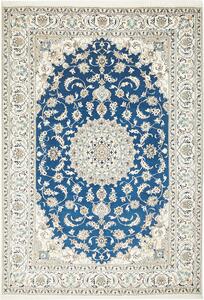 Tappeto Nain Kashmar Persia Medaglione Blu Crema 203x294 Cm