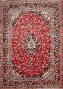 Tappeto Ardakan Persia Medaglione Rosso Blu 252x355 Cm
