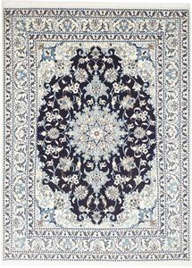 Tappeto Nain Kashmar Persia Medaglione Blu Crema 148x202 Cm