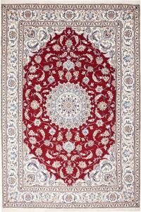 Tappeto Nain Kashmar Persia Medaglione Rosso Avorio 196x290 Cm