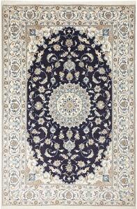 Tappeto Nain Kashmar Persia Medaglione Blu Scuro Avorio 202x305 Cm