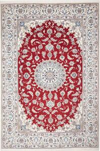 Tappeto Nain Kashmar Persia Medaglione Rosso Avorio 200x298 Cm