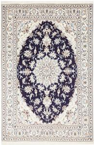 Tappeto Nain Kashmar Persia Medaglione Blu Avorio 168x255 Cm