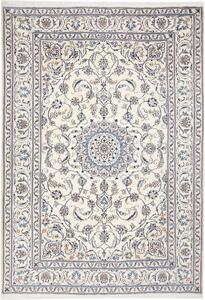 Tappeto Nain Kashmar Persia Medaglione Avorio Blu 205x294 Cm