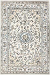 Tappeto Nain Kashmar Persia Medaglione Avorio Blu 205x305 Cm