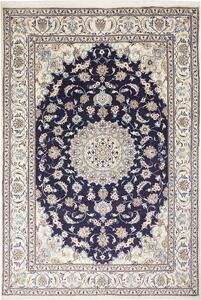 Tappeto Nain Kashmar Persia Medaglione Blu Crema 198x292 Cm
