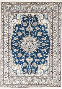 Tappeto Nain Kashmar Persia Medaglione Blu Avorio 150x210 Cm