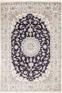 Tappeto Nain Kashmar Persia Medaglione Blu Scuro Crema 196x289 Cm