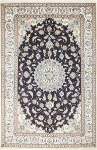Tappeto Nain Kashmar Persia Medaglione Blu Notte Crema 190x295 Cm
