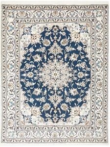 Tappeto Nain Kashmar Persia Medaglione Blu Crema 155x202 Cm