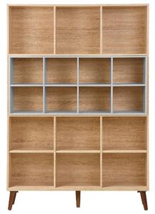 Libreria in legno chiaro con scaffale scandinavo a 5 ripiani grigio 174 x 120 x 30 cm Beliani