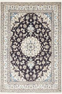 Tappeto Nain Kashmar Persia Medaglione Blu Notte Avorio 165x246 Cm