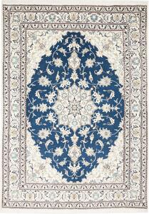 Tappeto Nain Kashmar Persia Medaglione Blu Crema 165x234 Cm