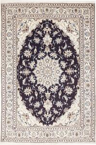 Tappeto Nain Kashmar Persia Medaglione Blu Scuro Crema 168x252 Cm
