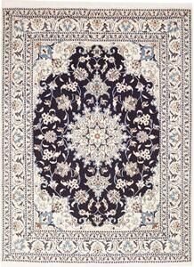 Tappeto Nain Kashmar Persia Medaglione Blu Notte Avorio 150x205 Cm