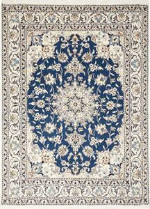 Tappeto Nain Kashmar Persia Medaglione Blu Crema 168x240 Cm
