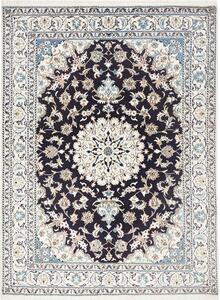 Tappeto Nain Kashmar Persia Medaglione Blu Notte Crema 172x234 Cm