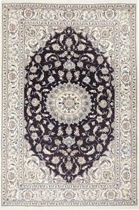Tappeto Nain Kashmar Persia Medaglione Blu Notte Crema 203x288 Cm