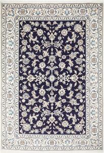Tappeto Nain Kashmar Persia Floreale Blu Notte Crema 188x282 Cm