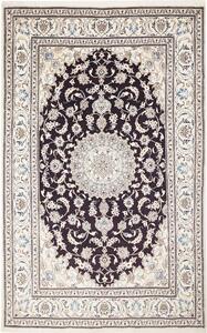 Tappeto Nain Kashmar Persia Medaglione Marrone Scuro Crema 195x307 Cm