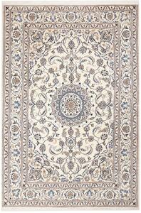 Tappeto Nain Kashmar Persia Medaglione Crema Blu 197x293 Cm