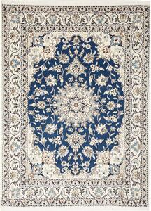Tappeto Nain Kashmar Persia Medaglione Blu Notte Avorio 153x207 Cm