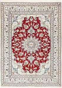 Tappeto Nain Kashmar Persia Medaglione Rosso Crema 145x205 Cm