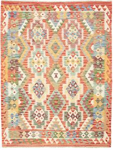 Tappeto Kilim Afghanistan Geometrico Multicolore Arancio 157x197 Cm