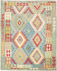 Tappeto Kilim Afghanistan Geometrico Azzurro Rosso 155x195 Cm