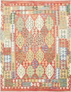 Tappeto Kilim Afghanistan Geometrico Multicolore Fantasia Vivace 150x195 Cm
