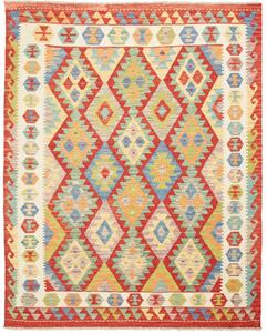 Tappeto Kilim Afghanistan Geometrico Rosso Policromo 158x194 Cm