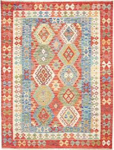 Tappeto Kilim Afghanistan Geometrico Rosso Blu 154x201 Cm