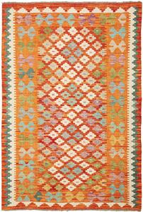 Tappeto Kilim Afghanistan Geometrico Arancione Vivace 104x152 Cm