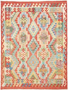 Tappeto Kilim Afghanistan Geometrico Rosso Celeste 146x196 Cm