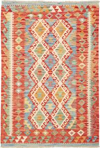 Tappeto Kilim Afghanistan Geometrico Rosso Blu 107x155 Cm