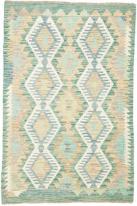 Tappeto Kilim Afghanistan Geometrico Verde Azzurro 96x146 Cm