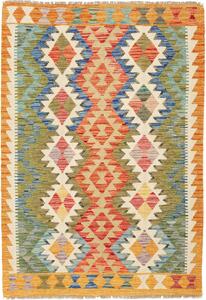 Tappeto Kilim Afghanistan Geometrico Arancione Blu 103x146 Cm