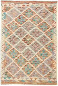 Tappeto Kilim Afghanistan Astratto Crema Turchese 98x144 Cm