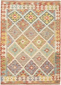 Tappeto Kilim Afghanistan Geometrico Beige Multicolore 102x150 Cm