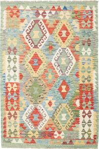 Tappeto Kilim Afghanistan Geometrico Verde Acqua Rosso 103x153 Cm