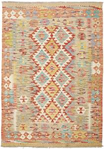 Tappeto Kilim Afghanistan Geometrico Beige Rosso 98x137 Cm