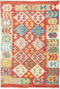 Tappeto Kilim Afghanistan Geometrico Rosso Multicolore 98x145 Cm