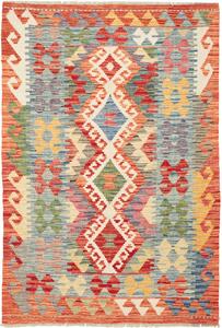 Tappeto Kilim Afghanistan Geometrico Arancio Blu 99x148 Cm