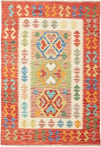 Tappeto Kilim Afghanistan Tribale Terracotta Crema 100x142 Cm
